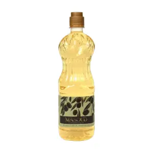 بطری ۱ لیتری روغن زیتون تصفیه پالایش شده بی بو مسعود طرح جدید
